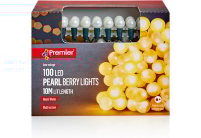 Premier Decorations 100 Multi Action Pearl Cap Lights Warm White