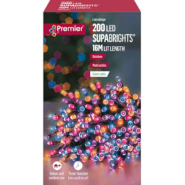 Premier 200 Multi Action Superbrights W'timer Rainbow 20m (LV162170RBW)