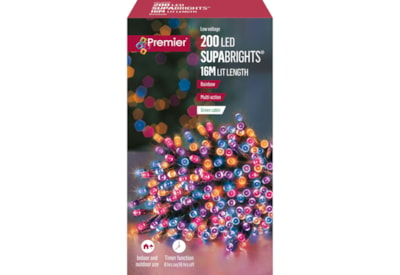 Premier 200 Multi Action Superbrights W'timer Rainbow 20m (LV162170RBW)