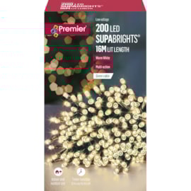 Premier 200 Multi Action Supabrights W'timer Warm White 20m Premier 200 Multi Action Supabrights W'timer Warm White 20m