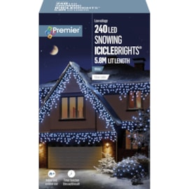 Premier 240 Led Snowing Iciclebrights W/timer White Premier 240 Led Snowing Iciclebrights W/timer White