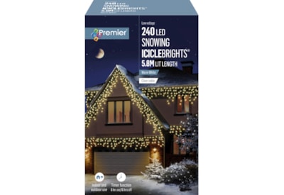 Premier Decorations 240 Led Snowing Icicles W/timer Warm White Premier Decorations 240 Led Snowing Icicles W/timer Warm White