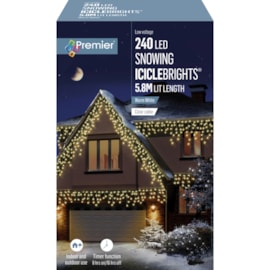 Premier Decorations 240 Led Snowing Icicles W/timer Warm White Premier Decorations 240 Led Snowing Icicles W/timer Warm White