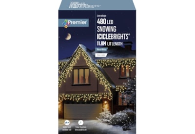 Premier 480 Led Snowing Icicles W/timer Warm White (LV162184WW)