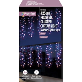 Premier Frosted Cluster Curtain With Effects Rainbow Led