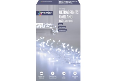 Premier Dec 860 M/a Ultrabright Garland Silver Wire White Premier Dec 860 M/a Ultrabright Garland Silver Wire White
