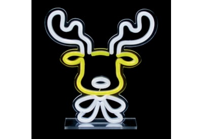 Premier Reindeer Face Table Top Lit Neon Sign 25cm