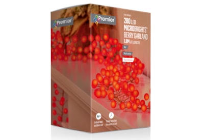 Premier 280 M-a Red Berry Pin Wire Garland Lights W/white