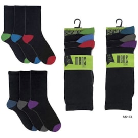 Mens 3 Pack Contrast Heel & Toe Socks (SK173)