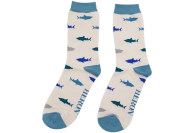 Mr Heron Mens Sharks Socks Silver (MH267SILVER)