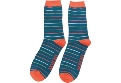 Mr Heron Mens Thin Stripes Socks Teal (MH268TEAL)