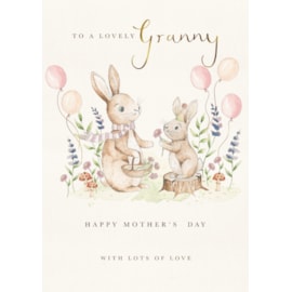 Ling Mothers Day Granny Watercolour Rabbits Picking Flowers