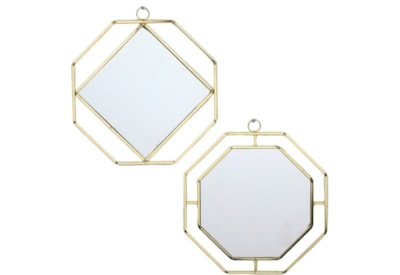 Sifcon Hexagon Gold-colour Mirrors 25cm (MI0995)
