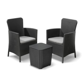 Keter Miami 2 Seater Balcony Set With Storage Table - Graphite Keter Miami 2 Seater Balcony Set With Storage Table - Graphite