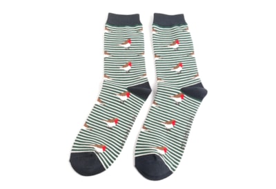 Mr Sparrow Robins On Stripes Socks Green Mr Sparrow Robins On Stripes Socks Green