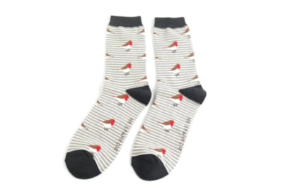 Mr Sparrow Robins On Stripes Socks Grey Mr Sparrow Robins On Stripes Socks Grey