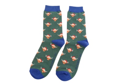 Mr Sparrow Highland Cows Socks Green Mr Sparrow Highland Cows Socks Green