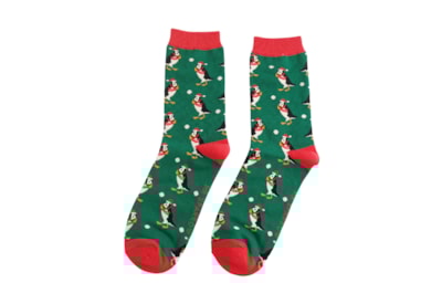 Mr Sparrow Xmas Puffins Socks Dark Green Mr Sparrow Xmas Puffins Socks Dark Green