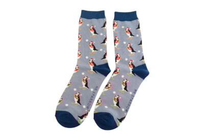 Mr Sparrow Xmas Puffins Socks Denim Mr Sparrow Xmas Puffins Socks Denim