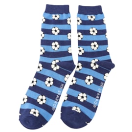 Mr Sparrow Bamboo Socks Footballs & Stripes Navy Mr Sparrow Bamboo Socks Footballs & Stripes Navy