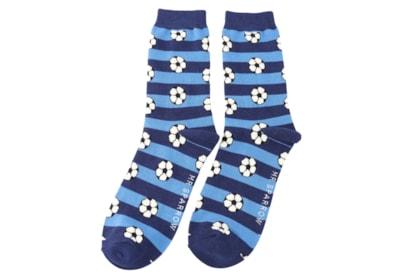 Mr Sparrow Bamboo Socks Footballs & Stripes Navy Mr Sparrow Bamboo Socks Footballs & Stripes Navy