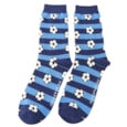 Mr Sparrow Bamboo Socks Footballs & Stripes Navy