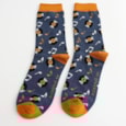 Mr Sparrow Bamboo Socks Vinyl Music Navy Mr Sparrow Bamboo Socks Vinyl Music Navy
