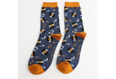 Mr Sparrow Bamboo Socks Vinyl Music Navy Mr Sparrow Bamboo Socks Vinyl Music Navy