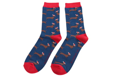 Mr Sparrow Bamboo Socks Sausage Dog Santa Navy Mr Sparrow Bamboo Socks Sausage Dog Santa Navy