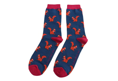 Mr Sparrow Bamboo Socks Squirrels Navy Mr Sparrow Bamboo Socks Squirrels Navy