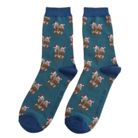 Mr Sparrow Bamboo Socks Festive Otters Teal