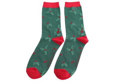Mr Sparrow Bamboo Socks Holly Sprigs Green Mr Sparrow Bamboo Socks Holly Sprigs Green