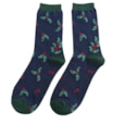 Mr Sparrow Bamboo Socks Holly Sprigs Navy