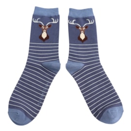 Mr Sparrow Bamboo Socks Stag Dark Blue