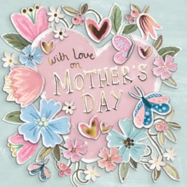 Cut Paper Heart & Flowers Mothers Day Card (MRRA0093W)