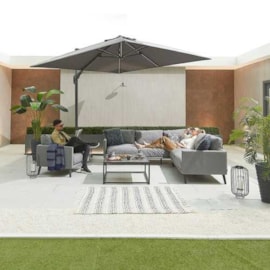 Nova Bliss Outdoor Fabric Corner Sofa Set Coffee Table & Lounge Chair Light Grey