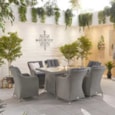 Nova Camilla 6 Seat Dining Set & Fire Pit 1.5m x 1m Rectangular Table White Wash