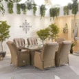 Nova Carolina 6 Seat Dining Set & Fire Pit 1.5m x 1m Rectangular Table Willow