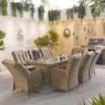 Nova Carolina 8 Seat Dining Set & Fire Pit 2m x 1m Rectangular Table Willow