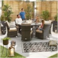 Nova Olivia 6 Seat Dining Set & Fire Pit 1.5m Round Table Brown