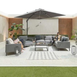 Nova Bliss Outdoor Fabric Corner Sofa Set 2 Lounge Chairs Light Grey