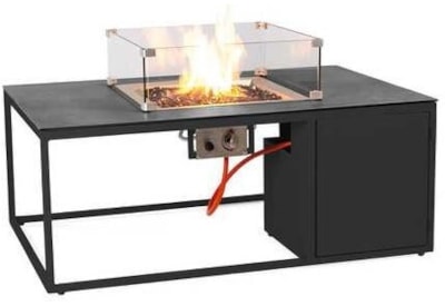Nova  Chill Rectangular Fire Pit with Wind Guard with Cover  Grey