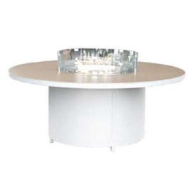 Nova 8 Seat Round Dining Table & Firepit White
