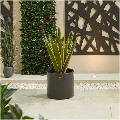 Nova  Round Aluminium Planter  Small  Grey
