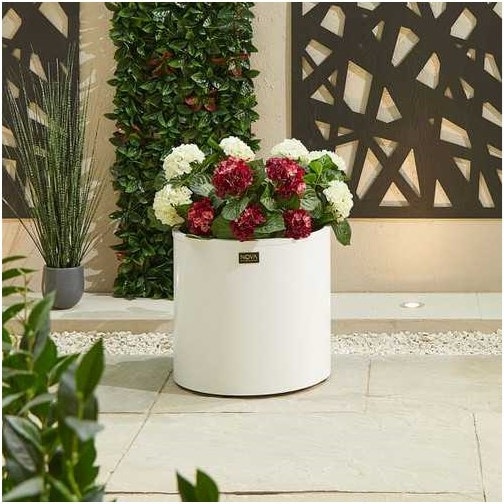 Nova  Round Aluminium Planter  Large  White