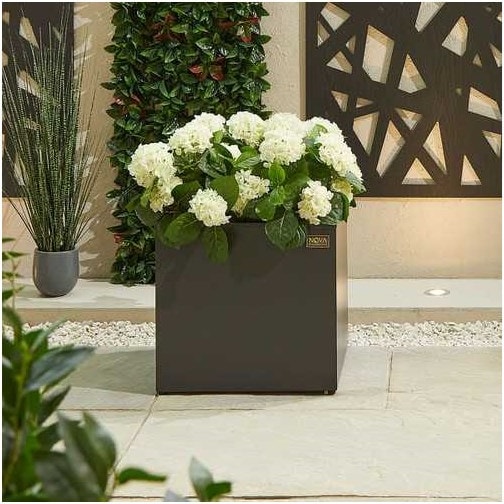 Nova  Square Aluminium Planter  Large  Grey