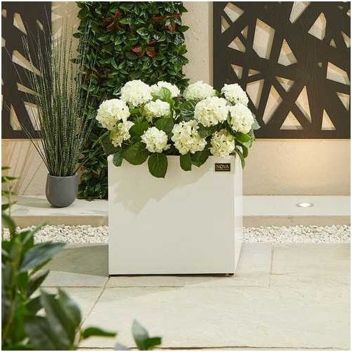 Nova  Square Aluminium Planter  Large  White