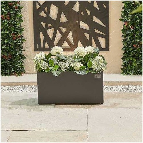 Nova  Rectangular Aluminium Planter  Small  Grey