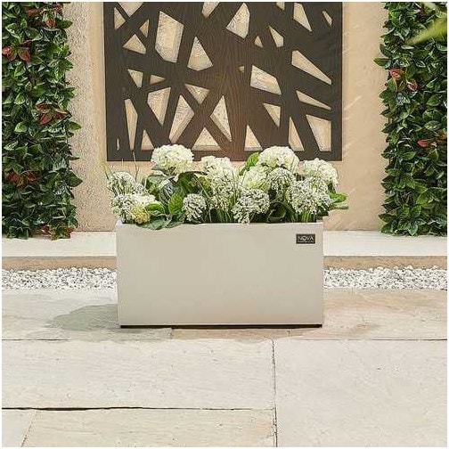 Nova  Rectangular Aluminium Planter  Small  White