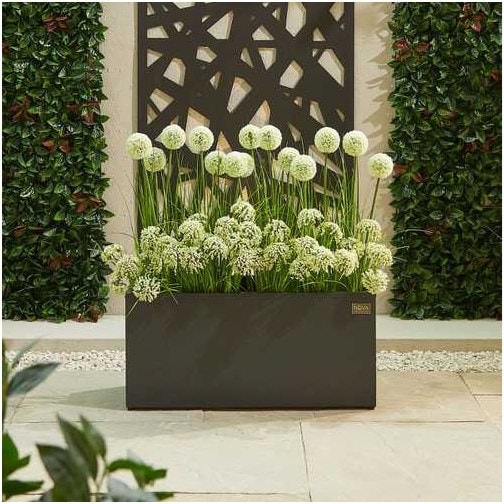 Nova  Rectangular Aluminium Planter  Medium  Grey